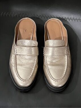 AEROSOLES Metallic Gold Slip-On Mule Loafers